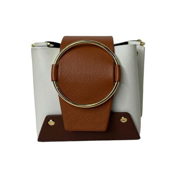 Yuzefi Womens Leather Suede Chain Strap Flap Over Structured Mini Handbag